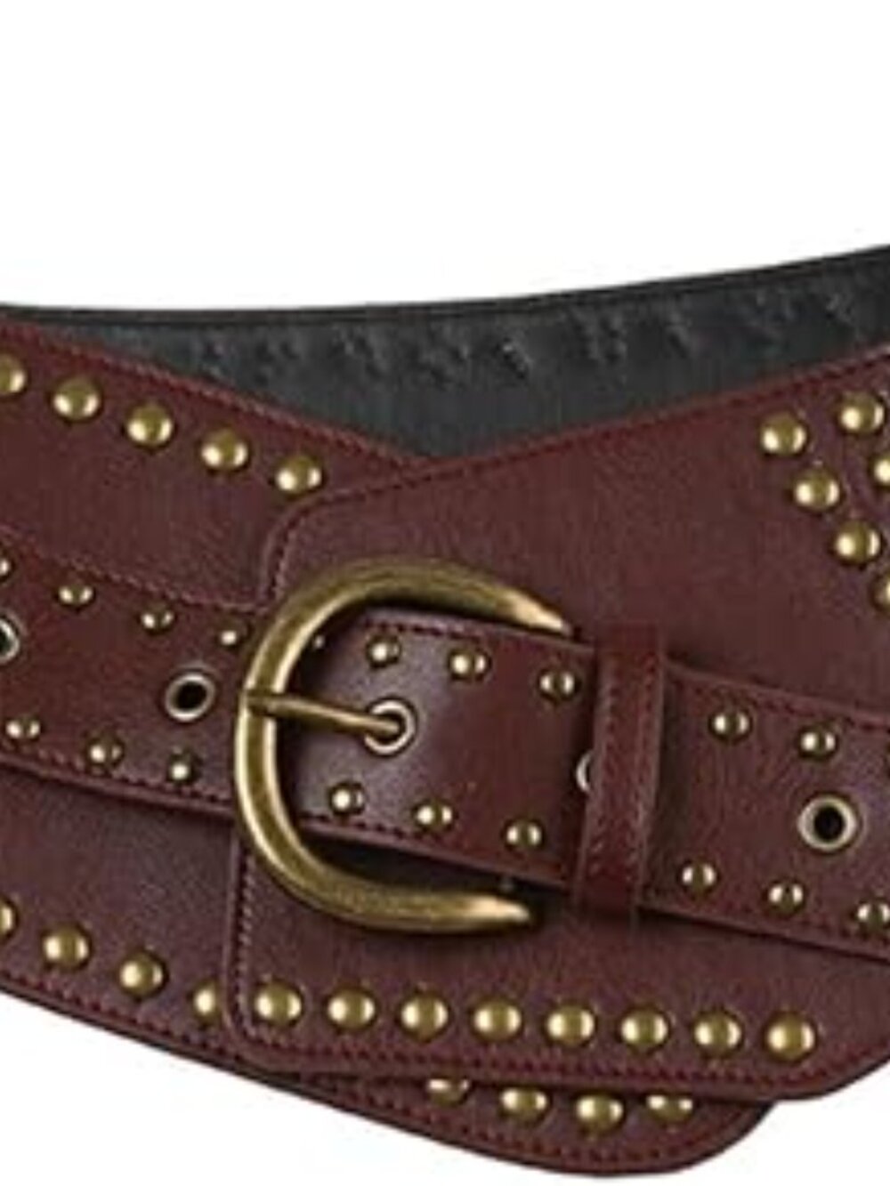 Women's Womens Wide Boho Leather Belt Studded Western Chunky Y2k Grunge - Picture 2 of 6